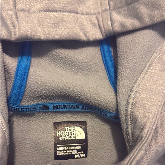 The North Face Light Gray Hoodie with Blue Zipper - Picture 3 of 6